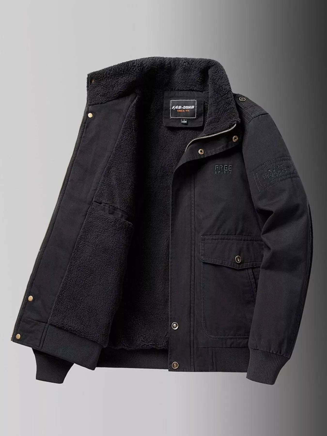 Men's Plus Size Warm Fleece Lined Zip Up Jacket