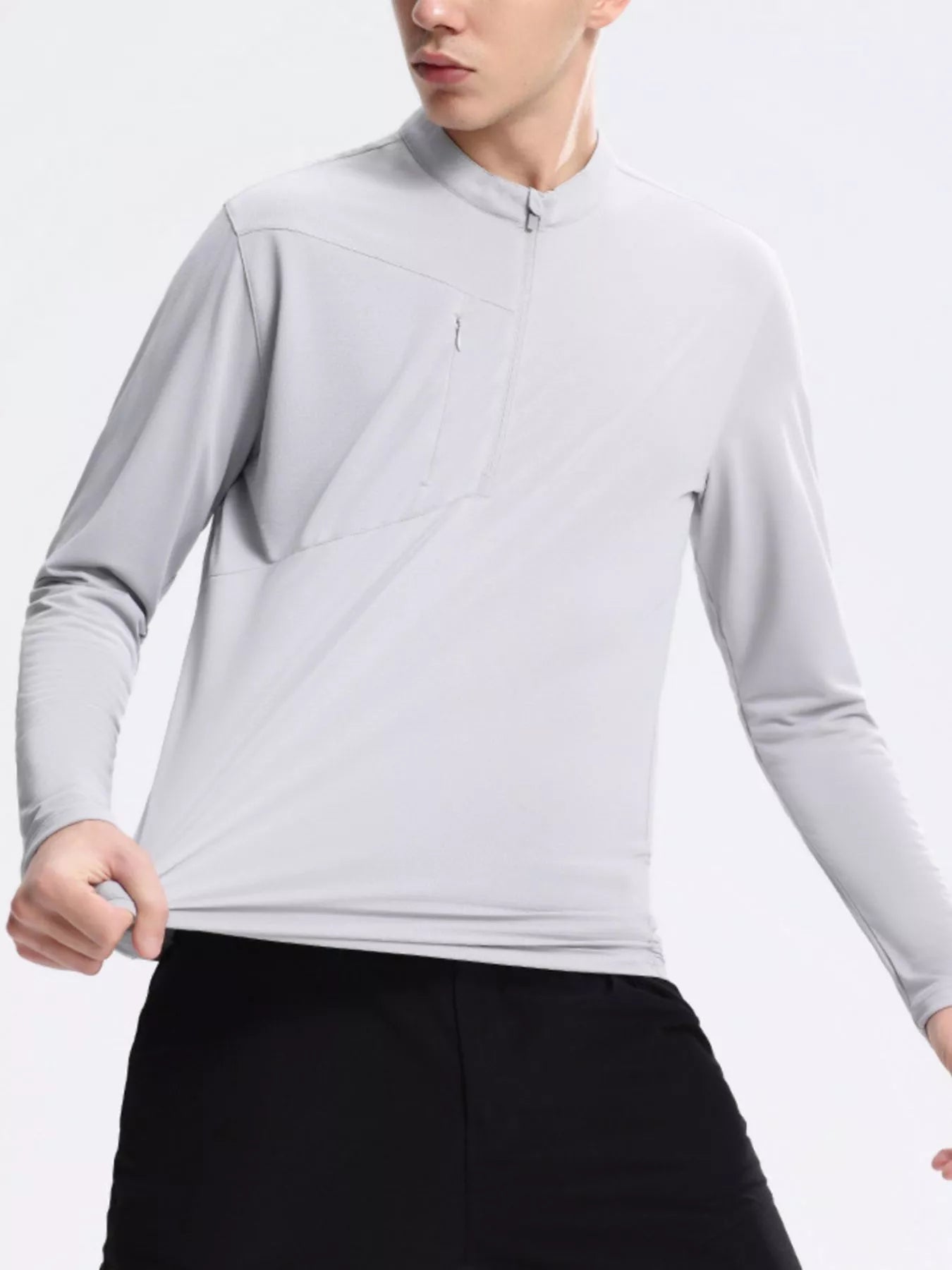 Men's Plus Size Slim Fit Quarter-Zip Sweatshirt