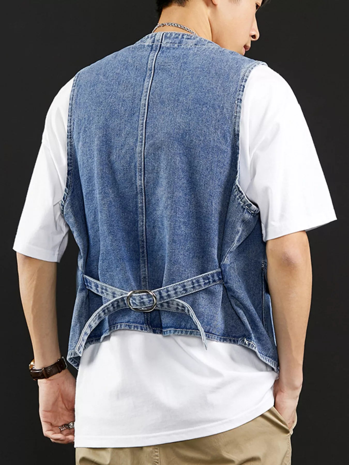 Men's Vintage Washed Denim Vest