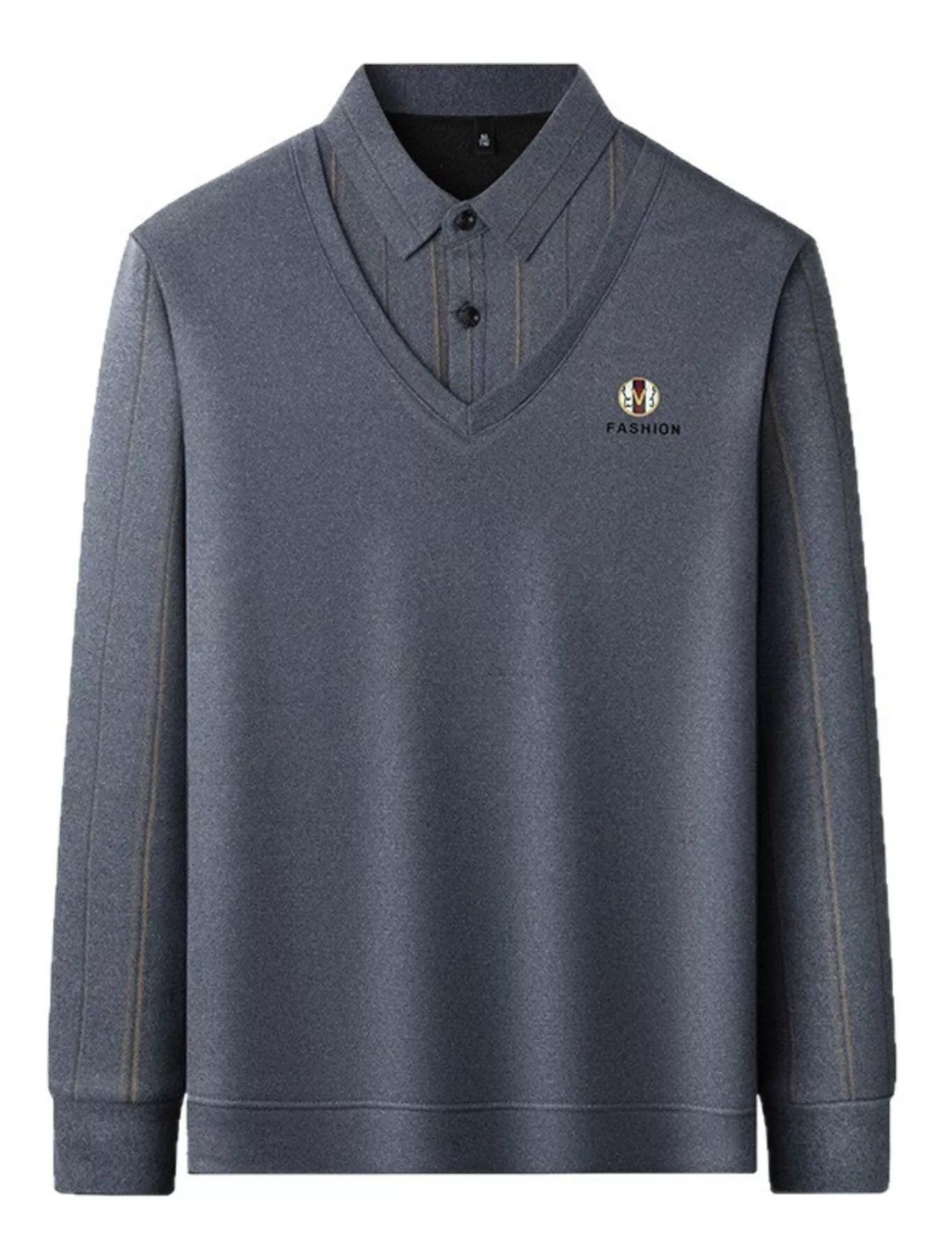 Men's Plus Size Layered Style Long Sleeve Polo
