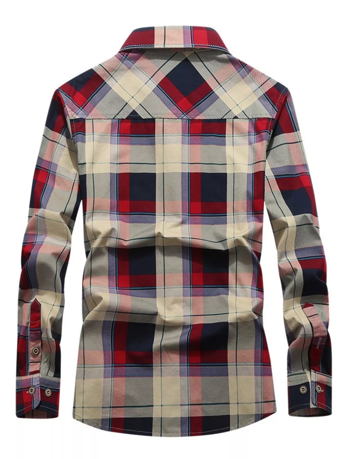 Men's Full Size Casual Plaid Long Sleeve Shirt Plus Size