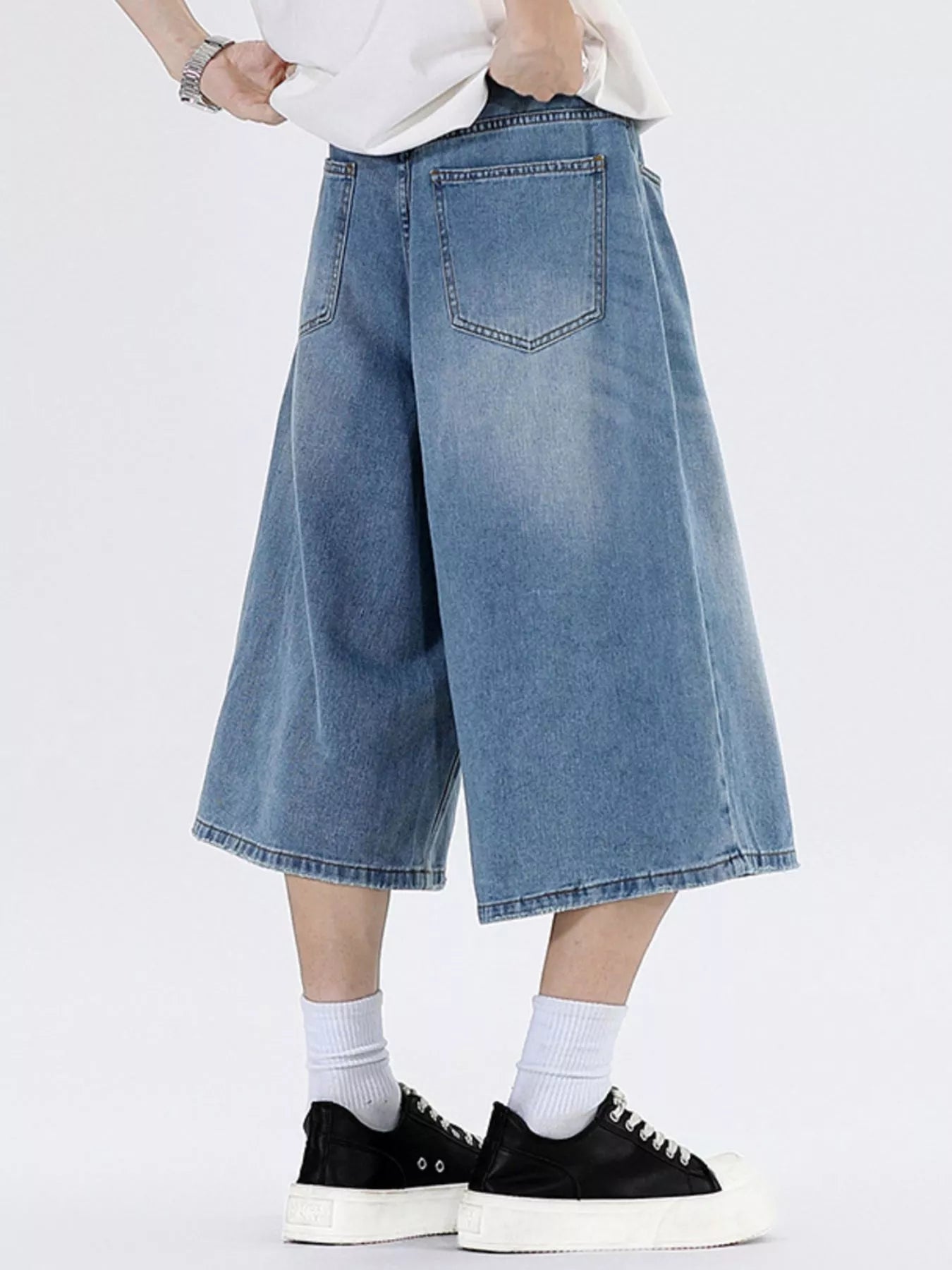Men's Plus Size Wide Leg Cropped Jeans