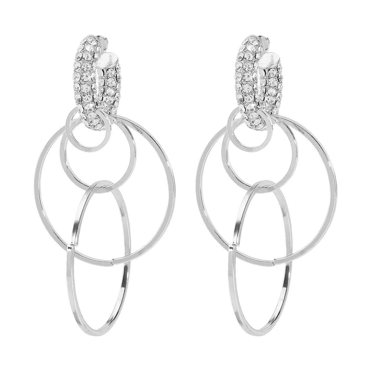Rhinestone Hoop Dangle Earrings