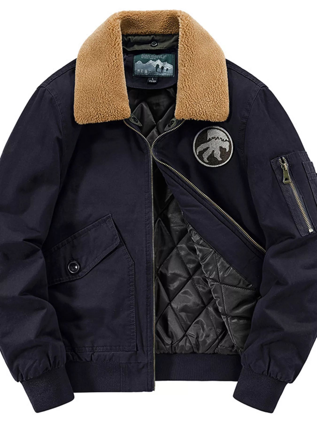 Men's Plus Size Sherpa Collar Bomber Jacket