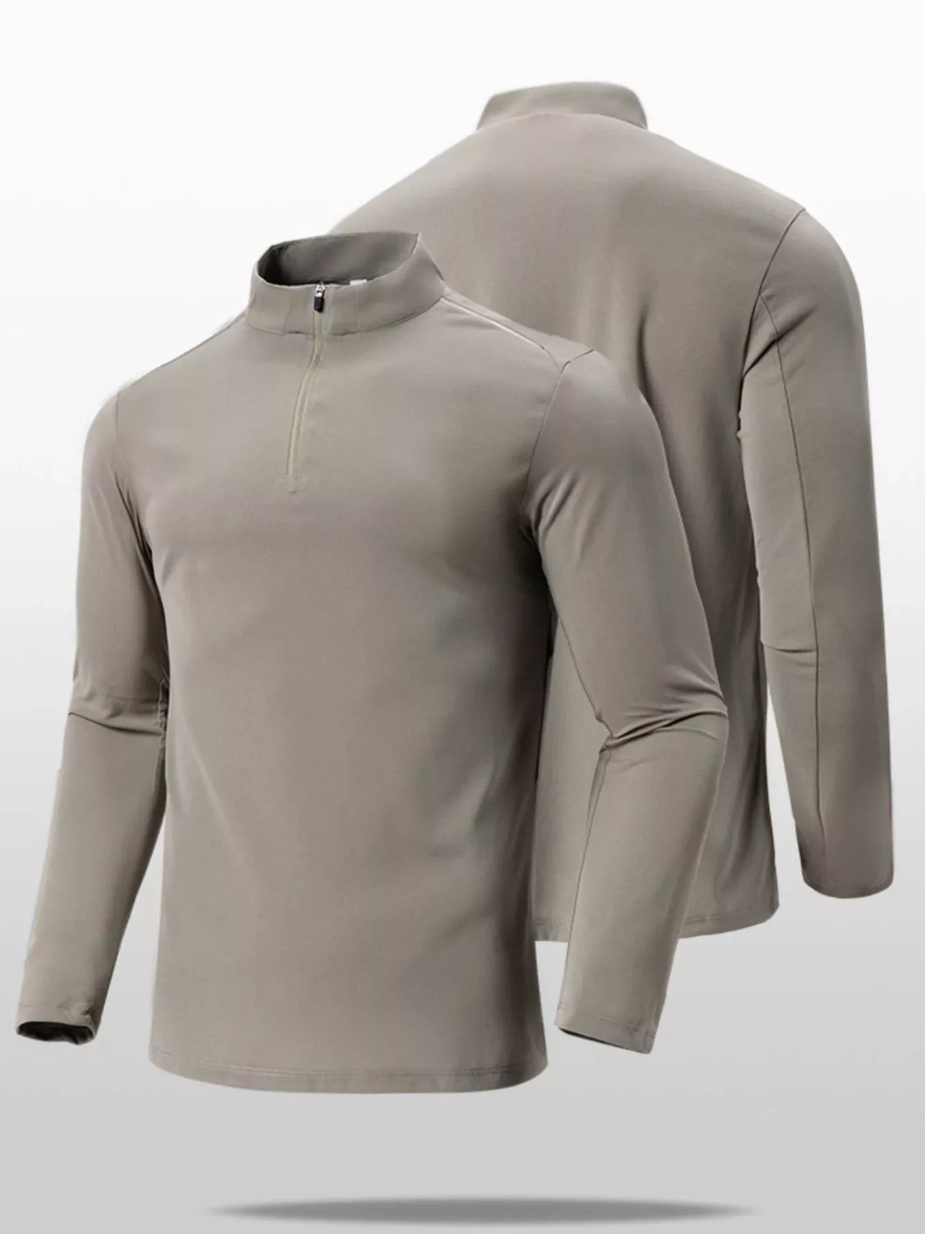 Men's Plus Size Long Sleeve Quarter Zip T-Shirt