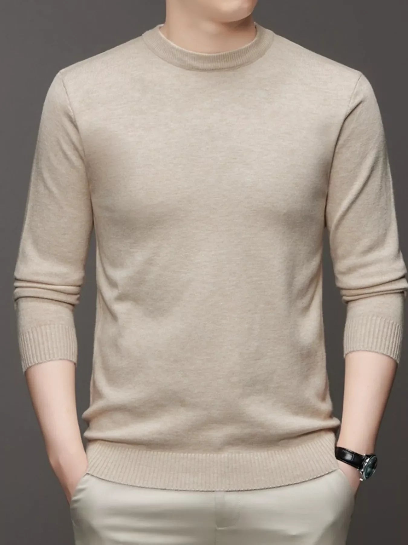 Men's Plus Size Lightweight Mock Neck Knit Top