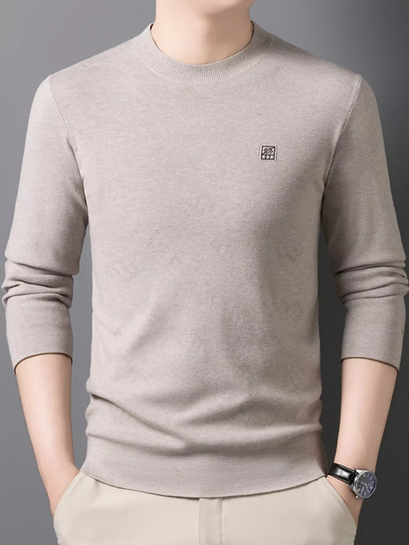 Men's Plus Size Round Neck Slim Fit Knit Top