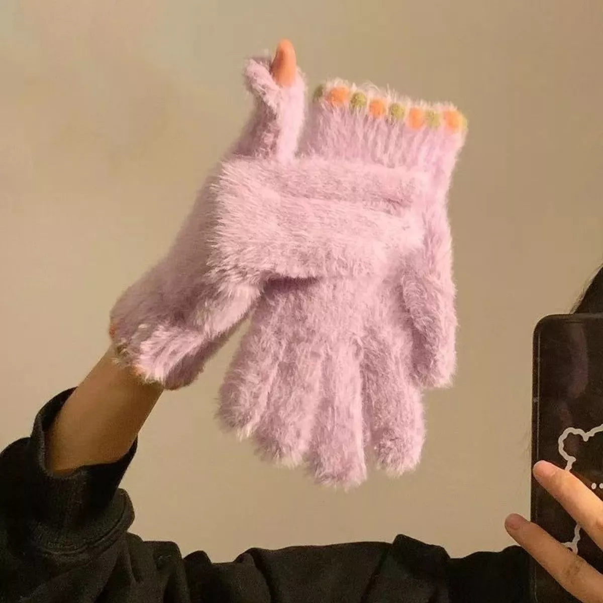 Fuzzy Knit Gloves