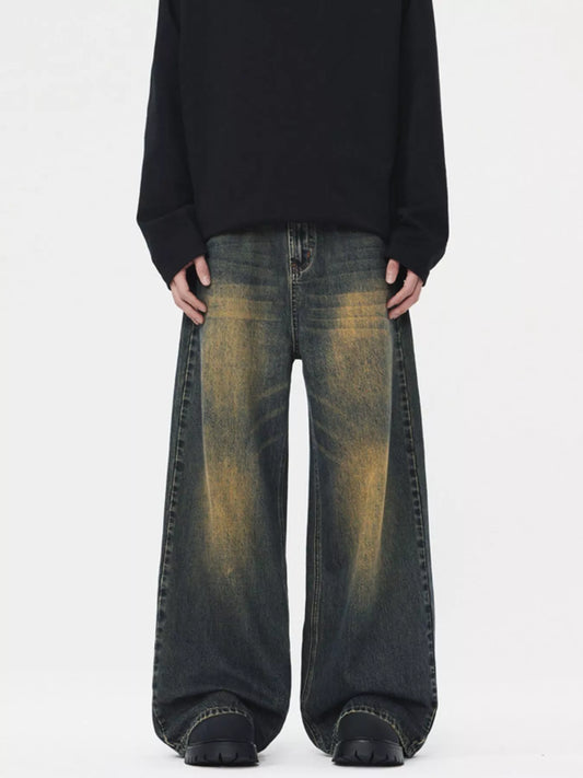 Men's Vintage Wash Wide Leg Jeans