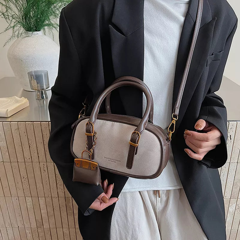 Barrel Crossbody Bag with Detachable Charm