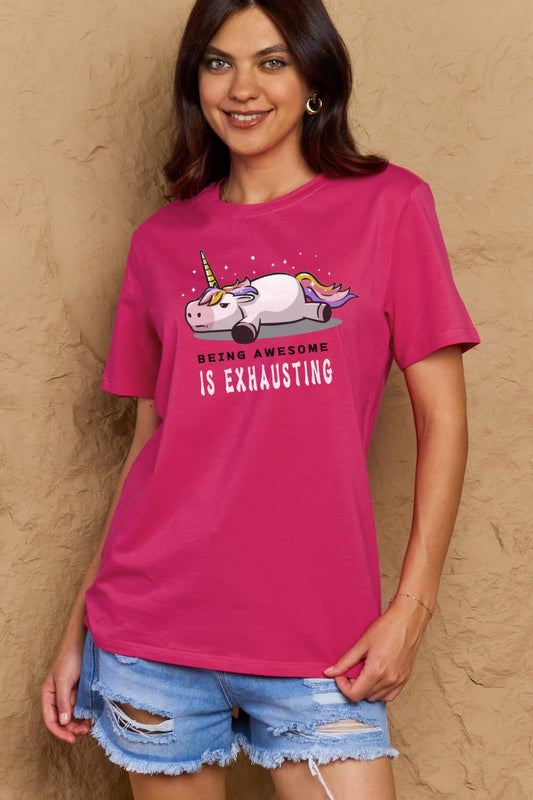 Simply Love Full Size BEING AWESOME IS EXHAUSTING Graphic Cotton Tee