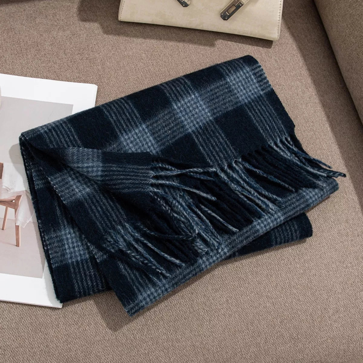 Plaid Fringe Scarf