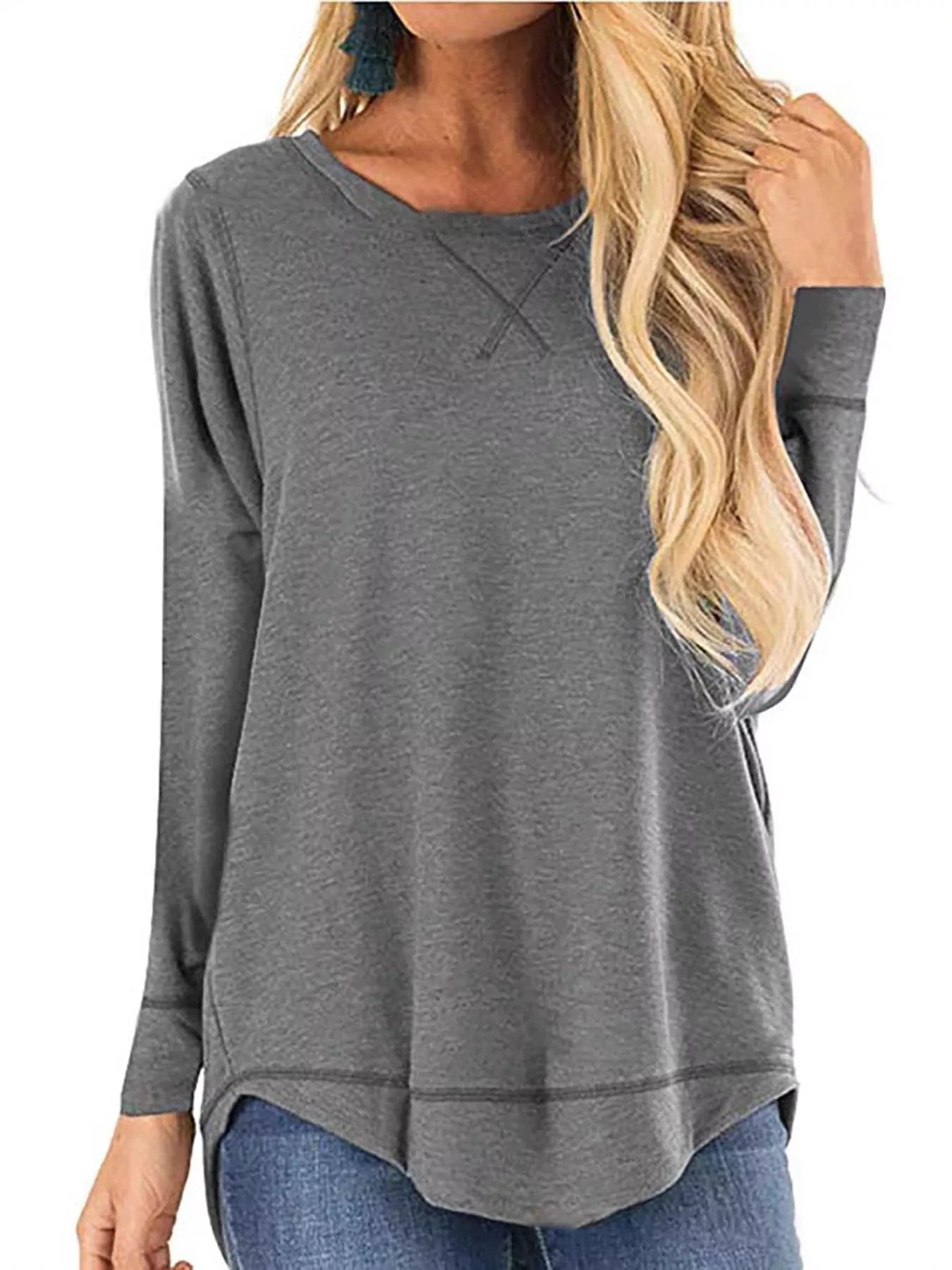 Casual Round Neck Long Sleeve T-Shirt