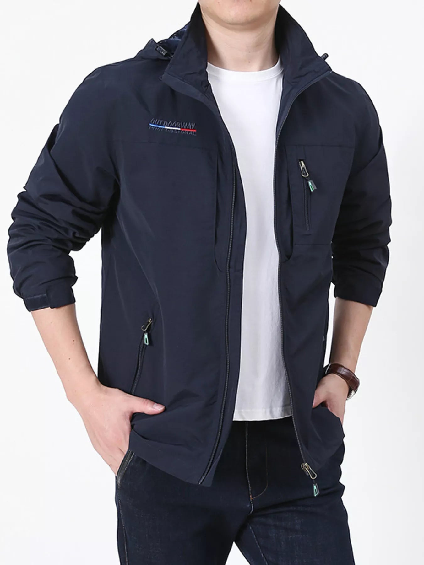 Men's Plus Size Lightweight Hooded Outdoor Jacket