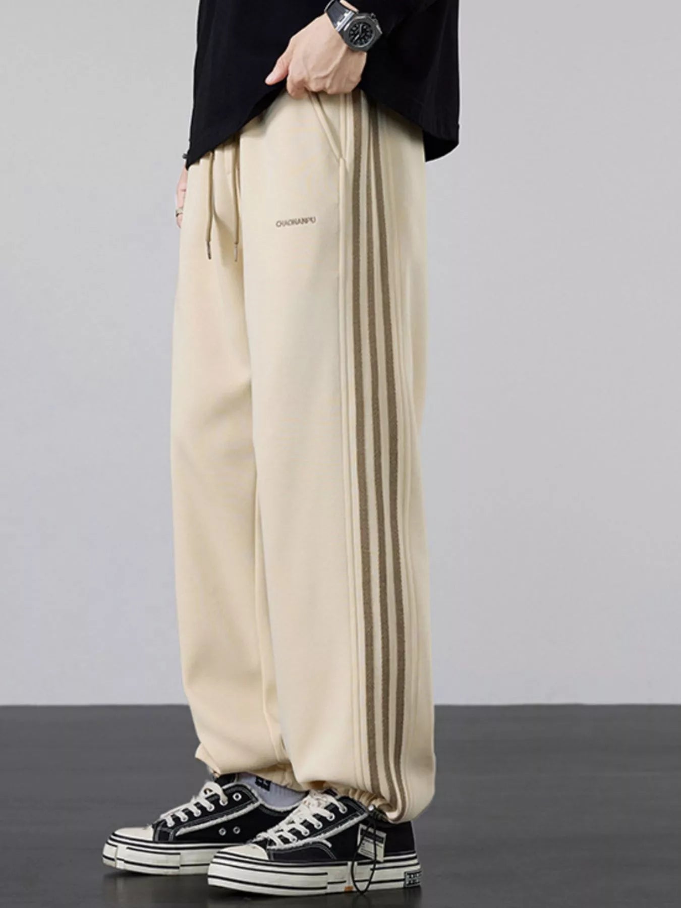 Men's Plus Size Casual Striped Wide Leg Sweatpants