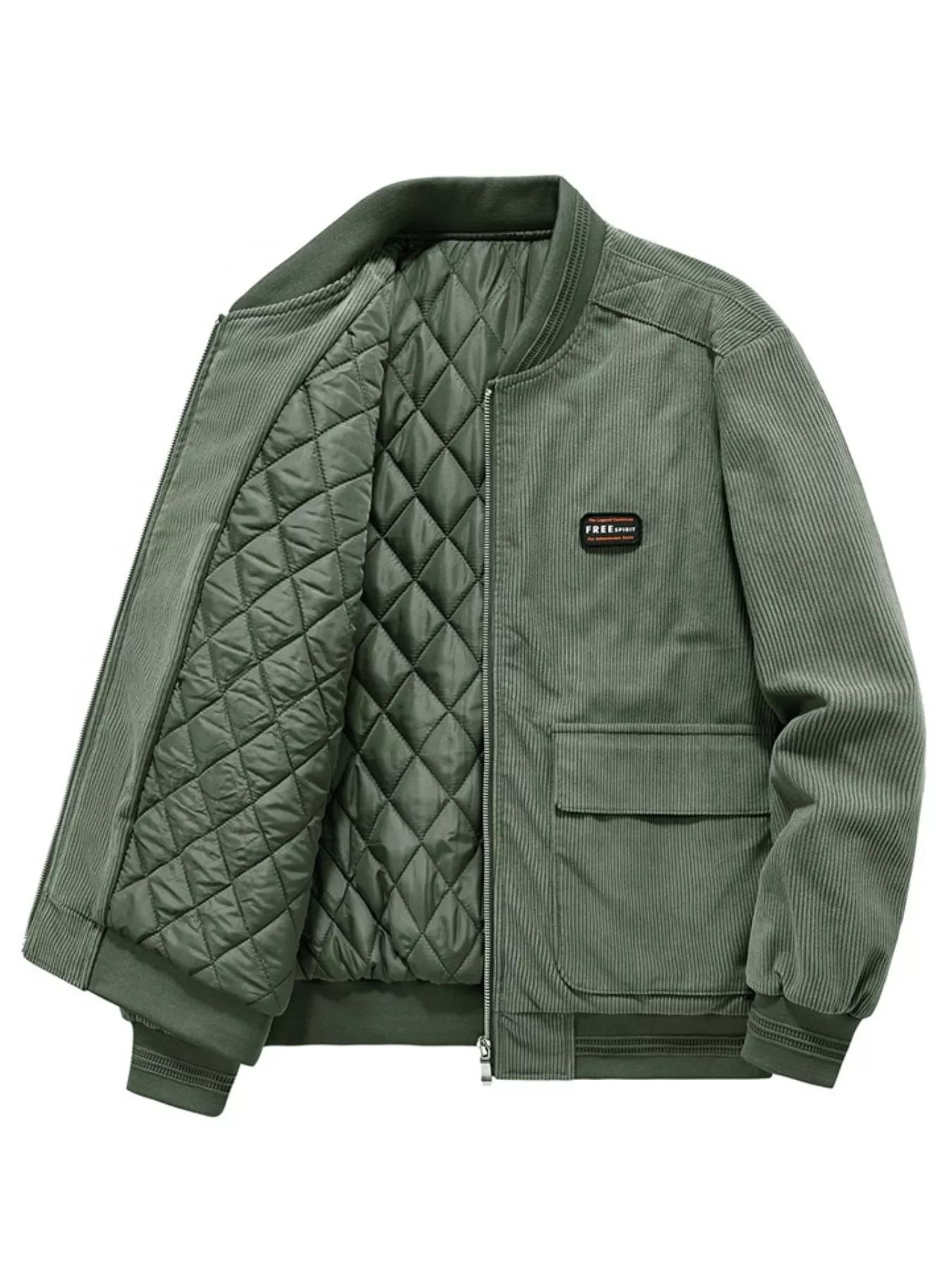 Men's Plus Size Casual Corduroy Quilted Lined Jacket