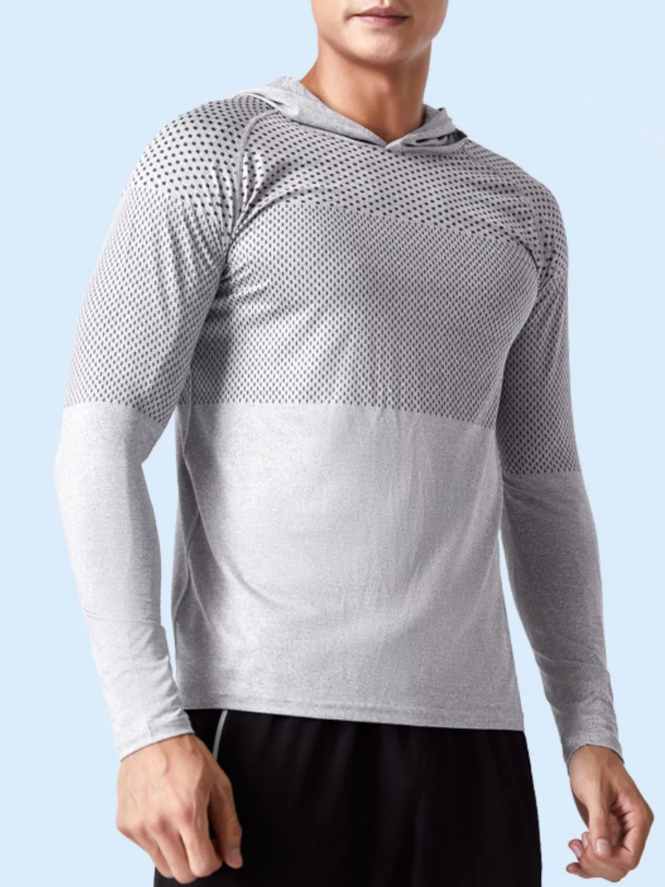 Men's Plus Size Breathable Long Sleeve Hooded Active Top