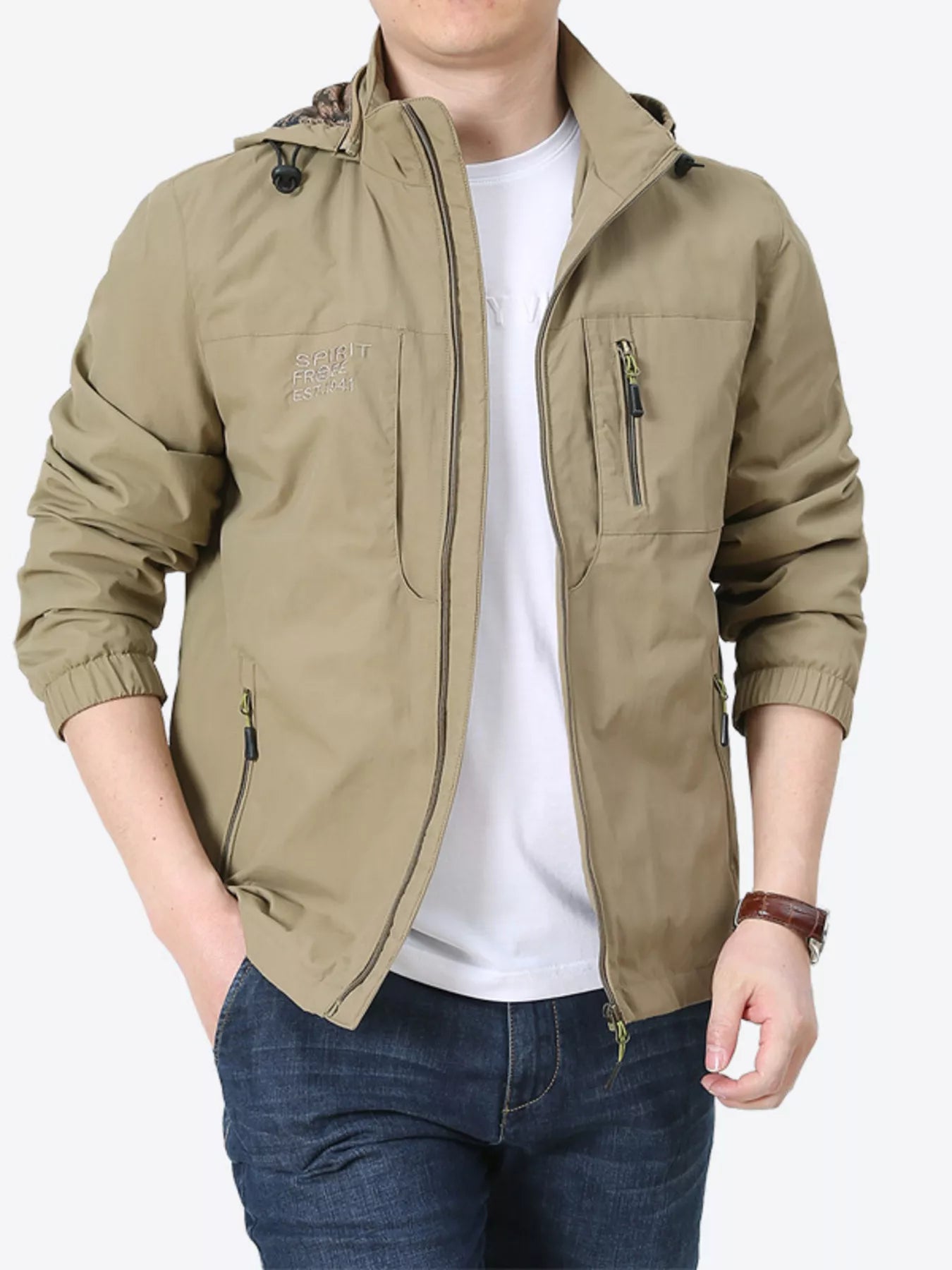 Men's Plus Size Lightweight Hooded Windproof Outdoor Jacket