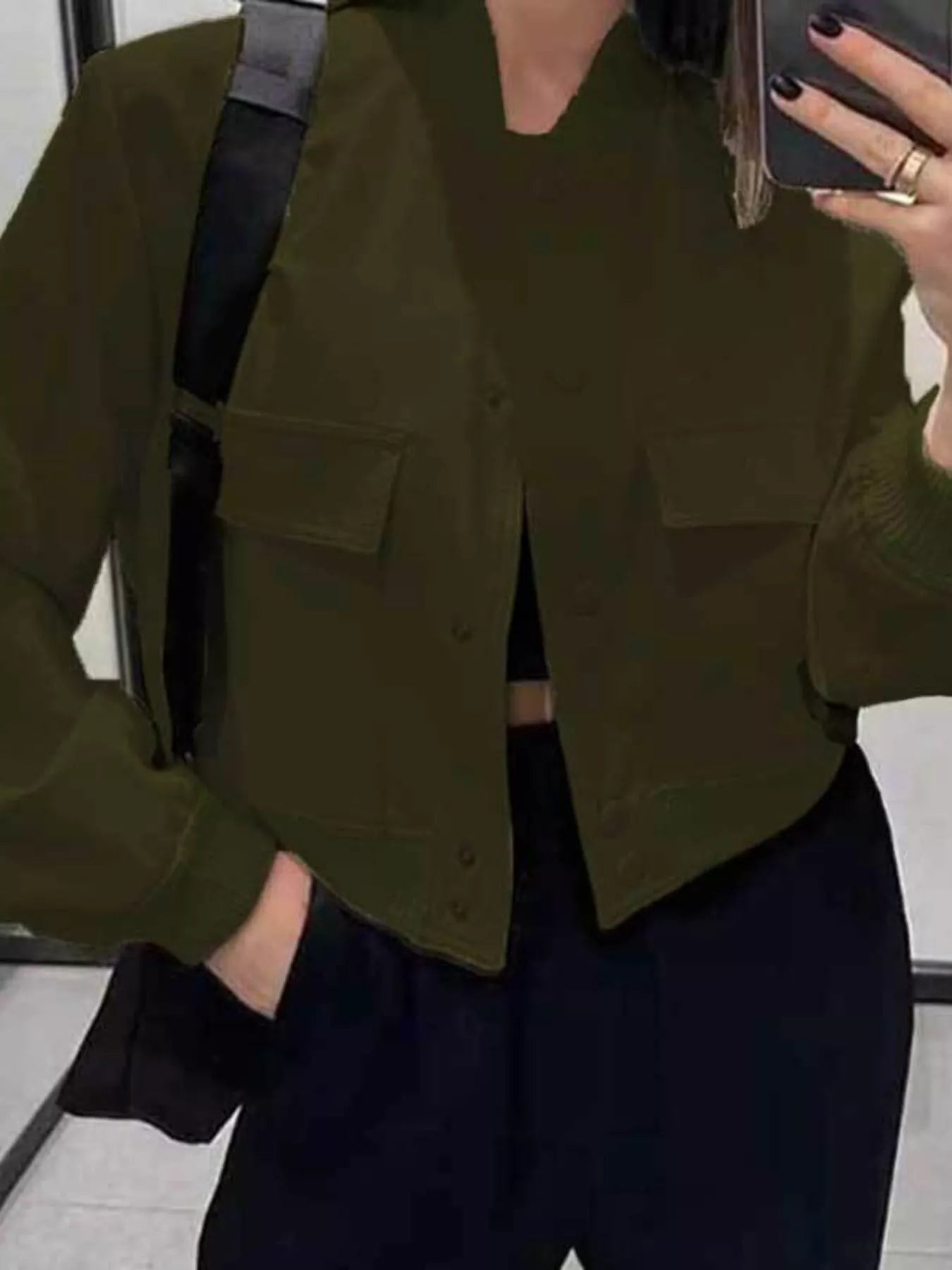Full Size Snap Down Long Sleeve Jacket Plus Size