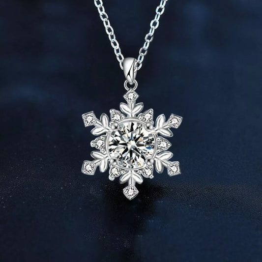 1 Carat Moissanite 925 Sterling Silver Snowflake Pendant Necklace