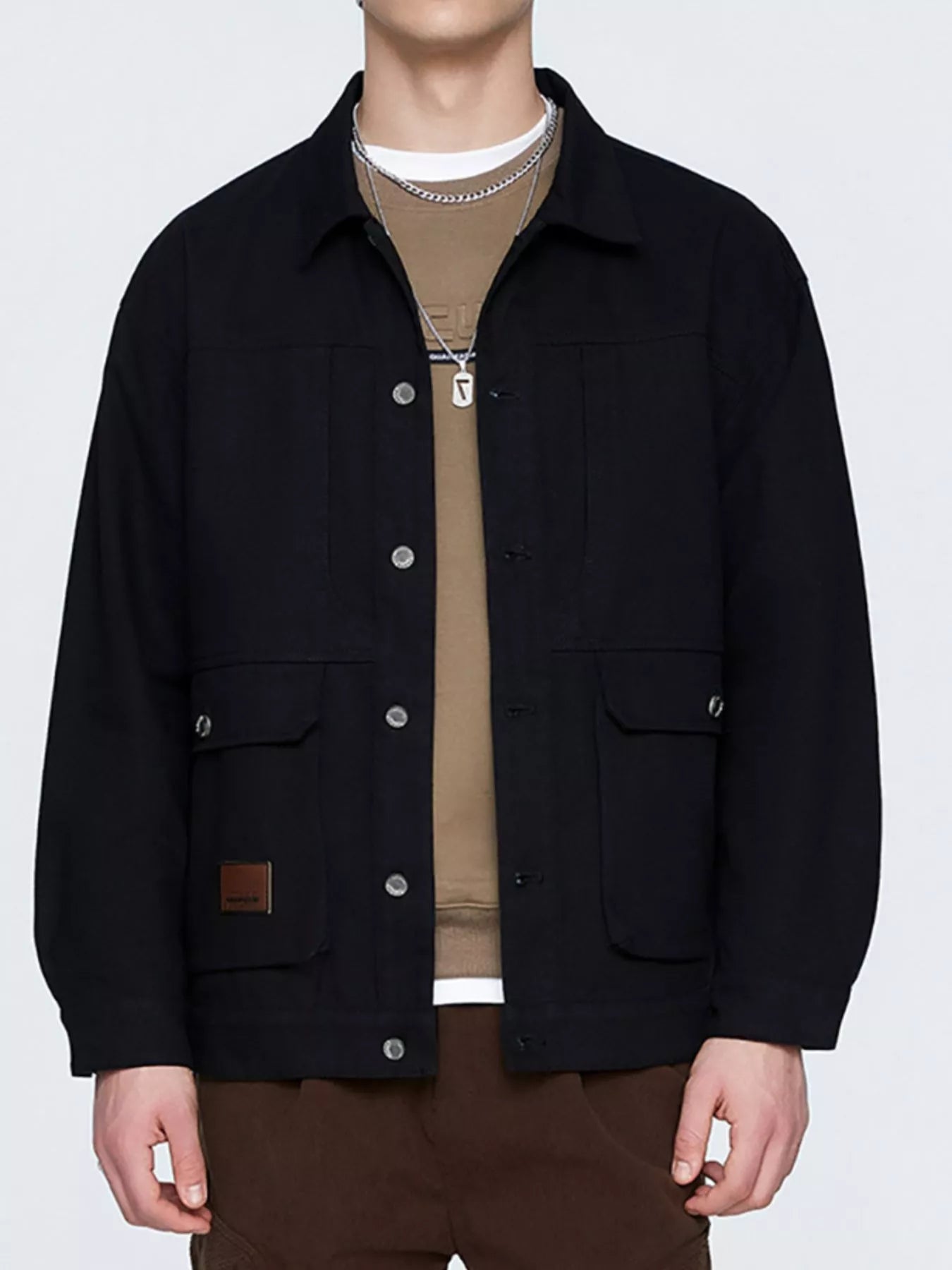 Men's Plus Size Button Up Long Sleeve Jacket