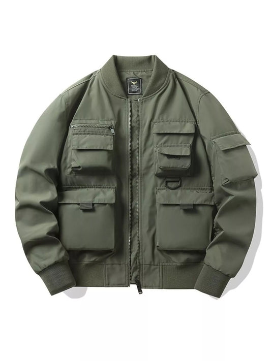 Men's Plus Size Multi-Pocket Bomber Jacket