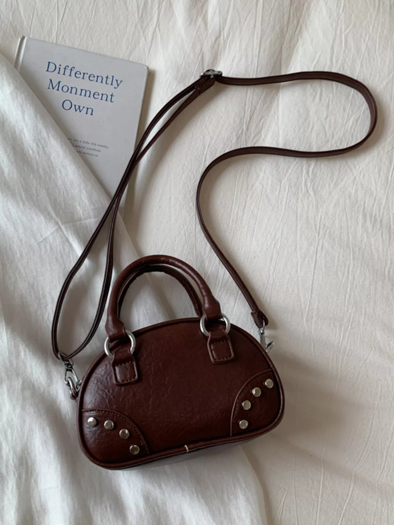 Retro Rivet Decor Crossbody Bag