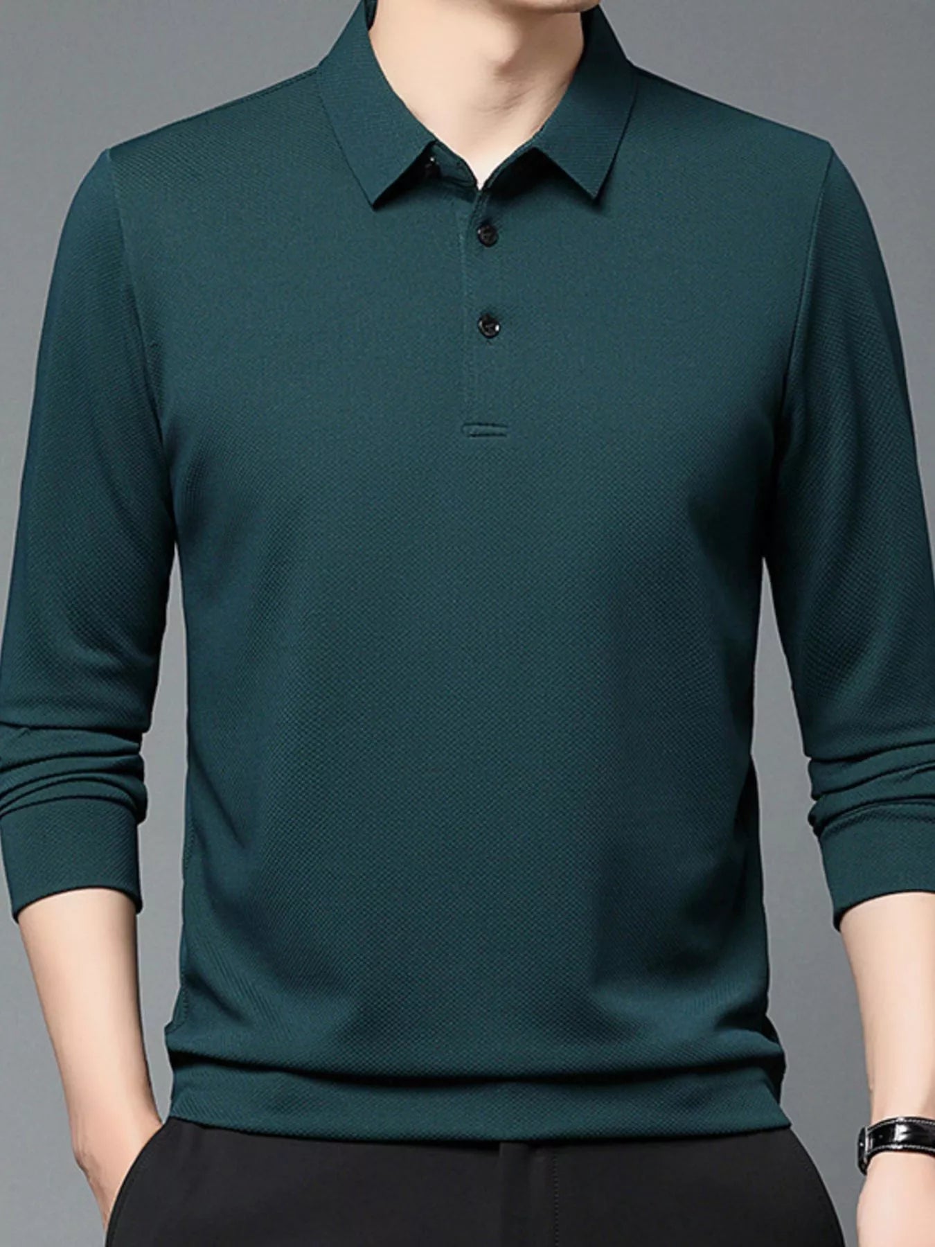 Men's Plus Size Classic Fit Long Sleeve Polo