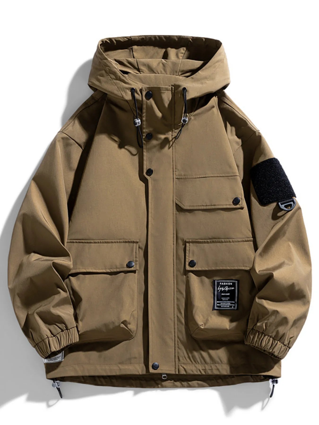 Men's Full Size Hooded Multi-Pocket Windproof Jacket Plus Size