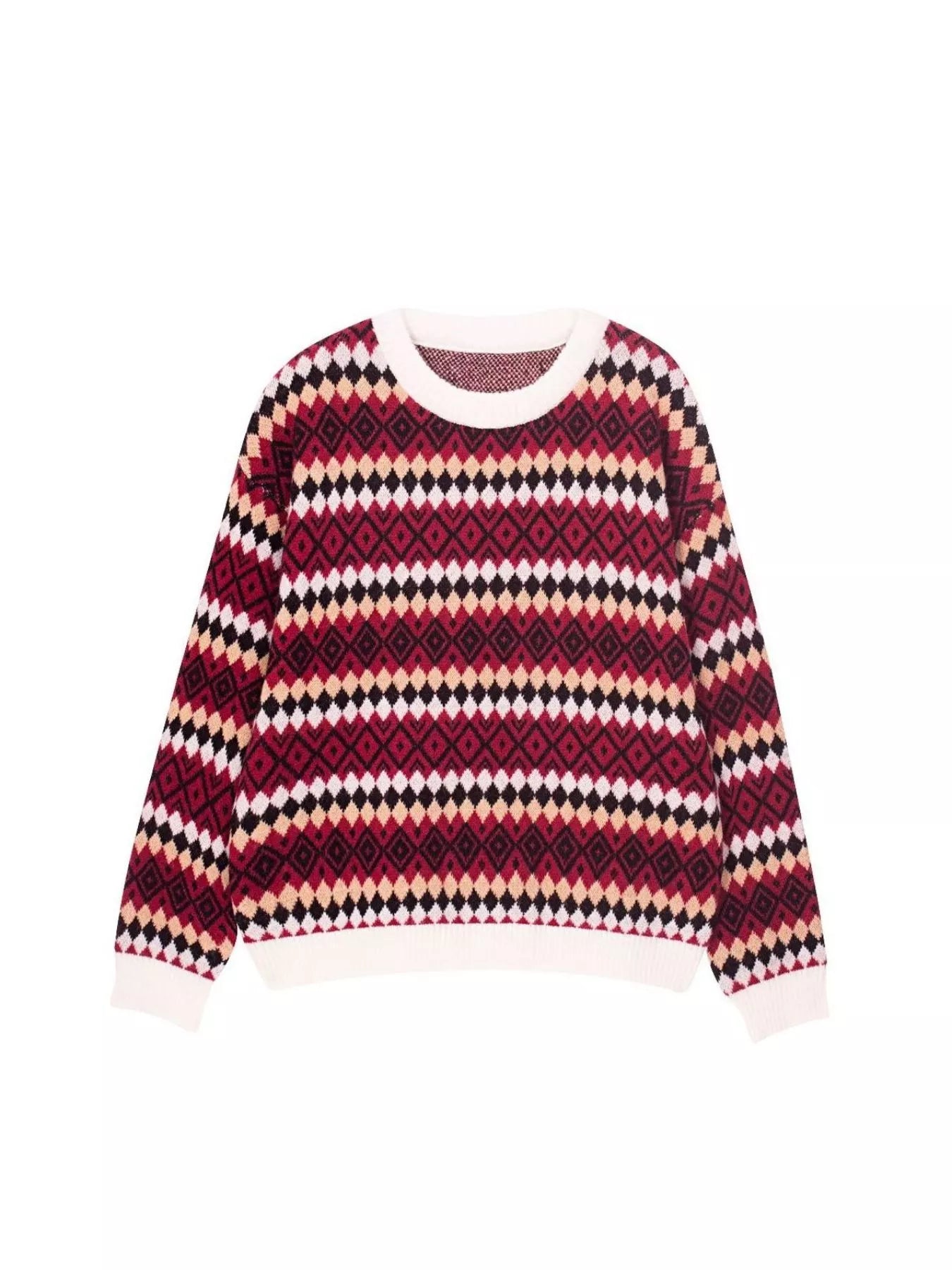 Geometric Pattern Round Neck Sweater