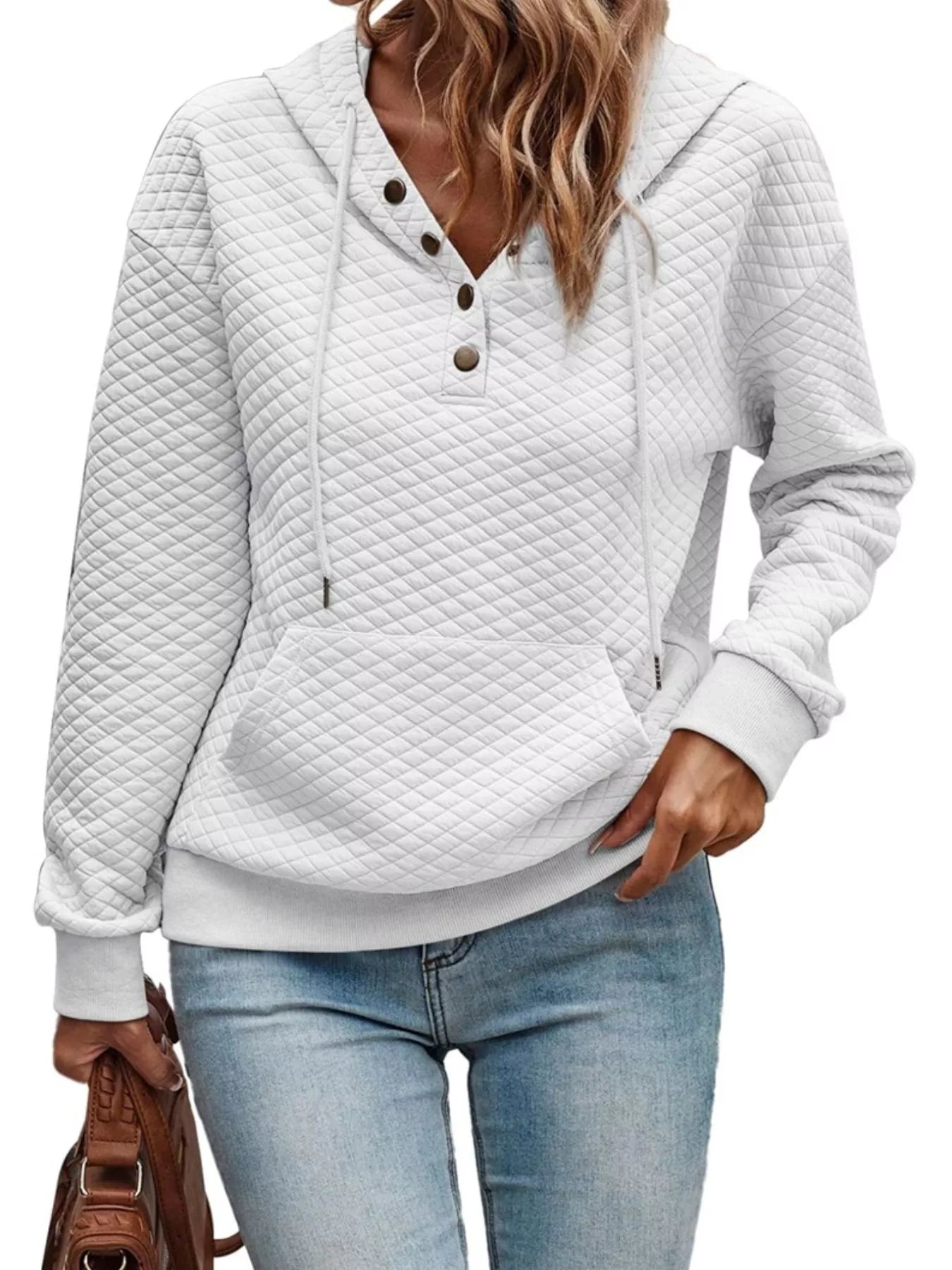 Drawstring Textured Dropped Shoulder Hoodie