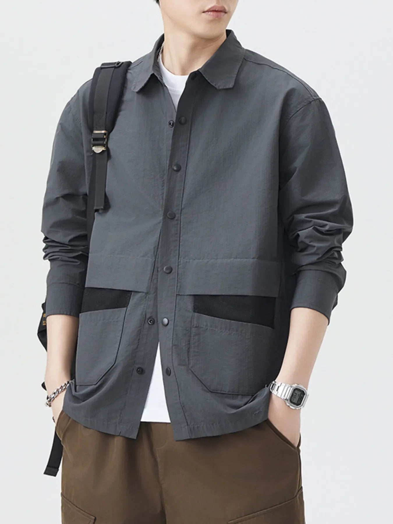 Men's Plus Size Casual Button Up Shirt