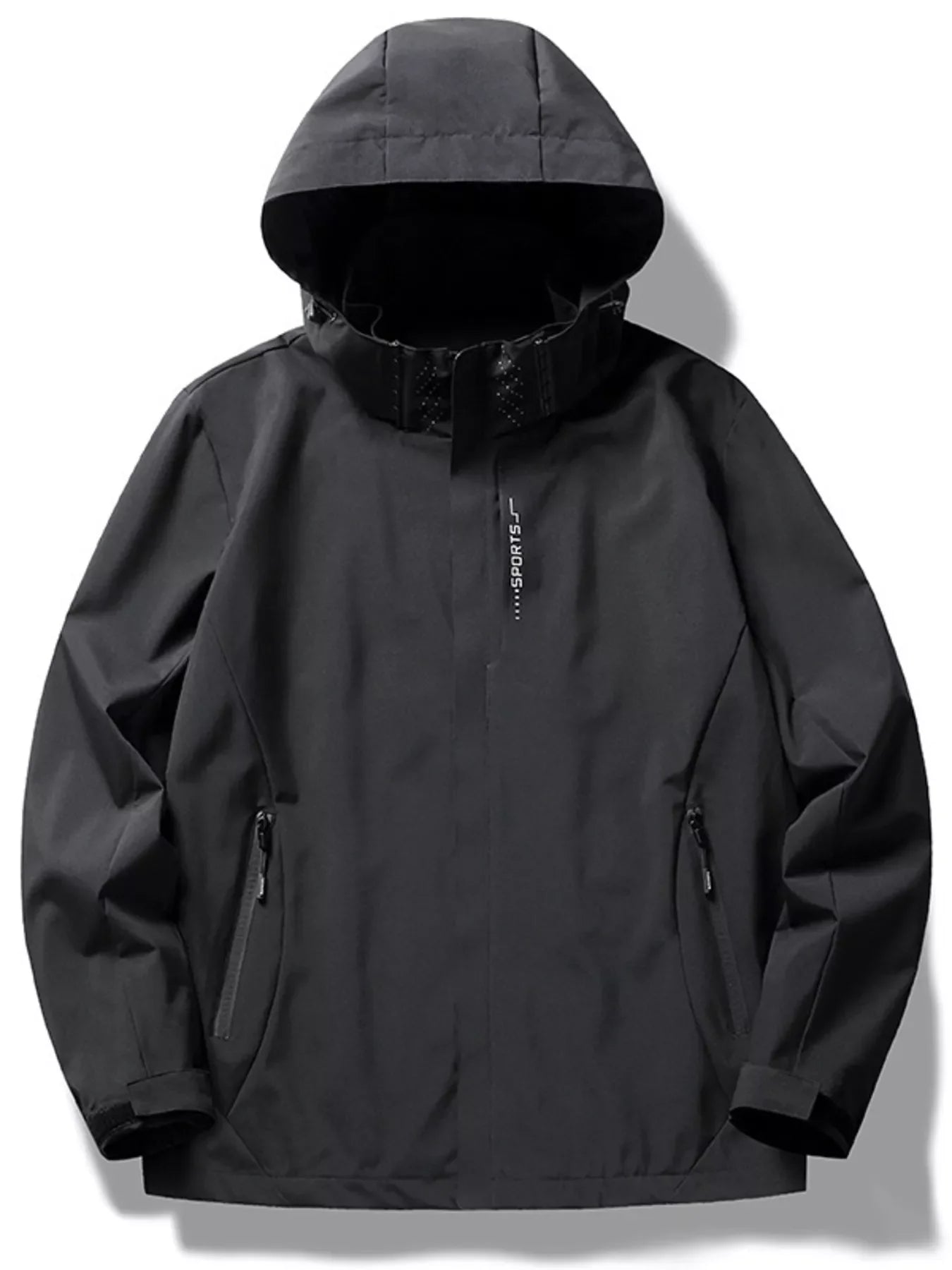 Men's Plus Size Hooded Waterproof Zip Up Jacket