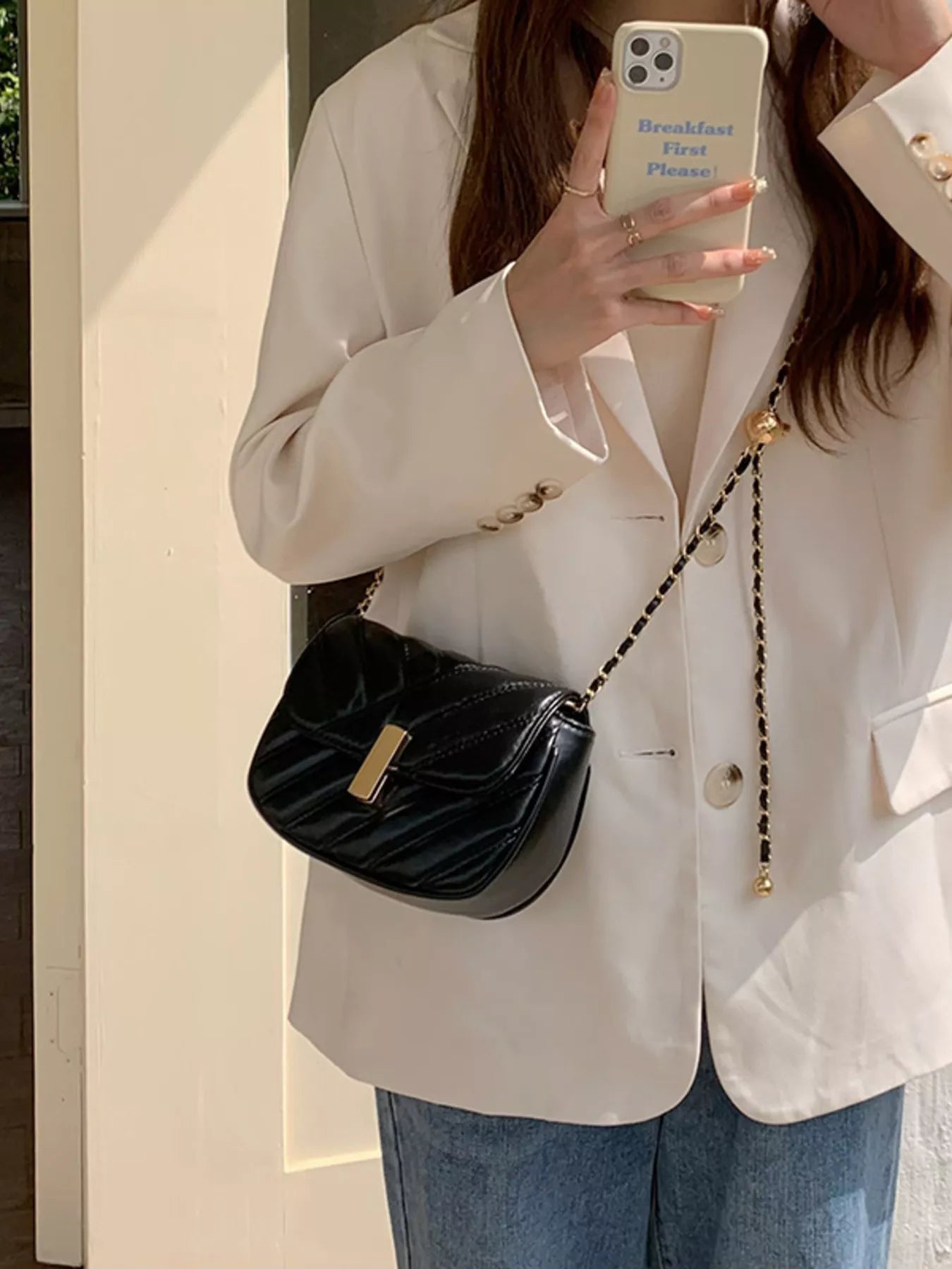 Quilted Flap Chain Crossbody Bag