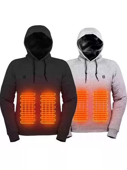 Men's Full Size Drawstring Long Sleeve Heated Hoodie Plus Size