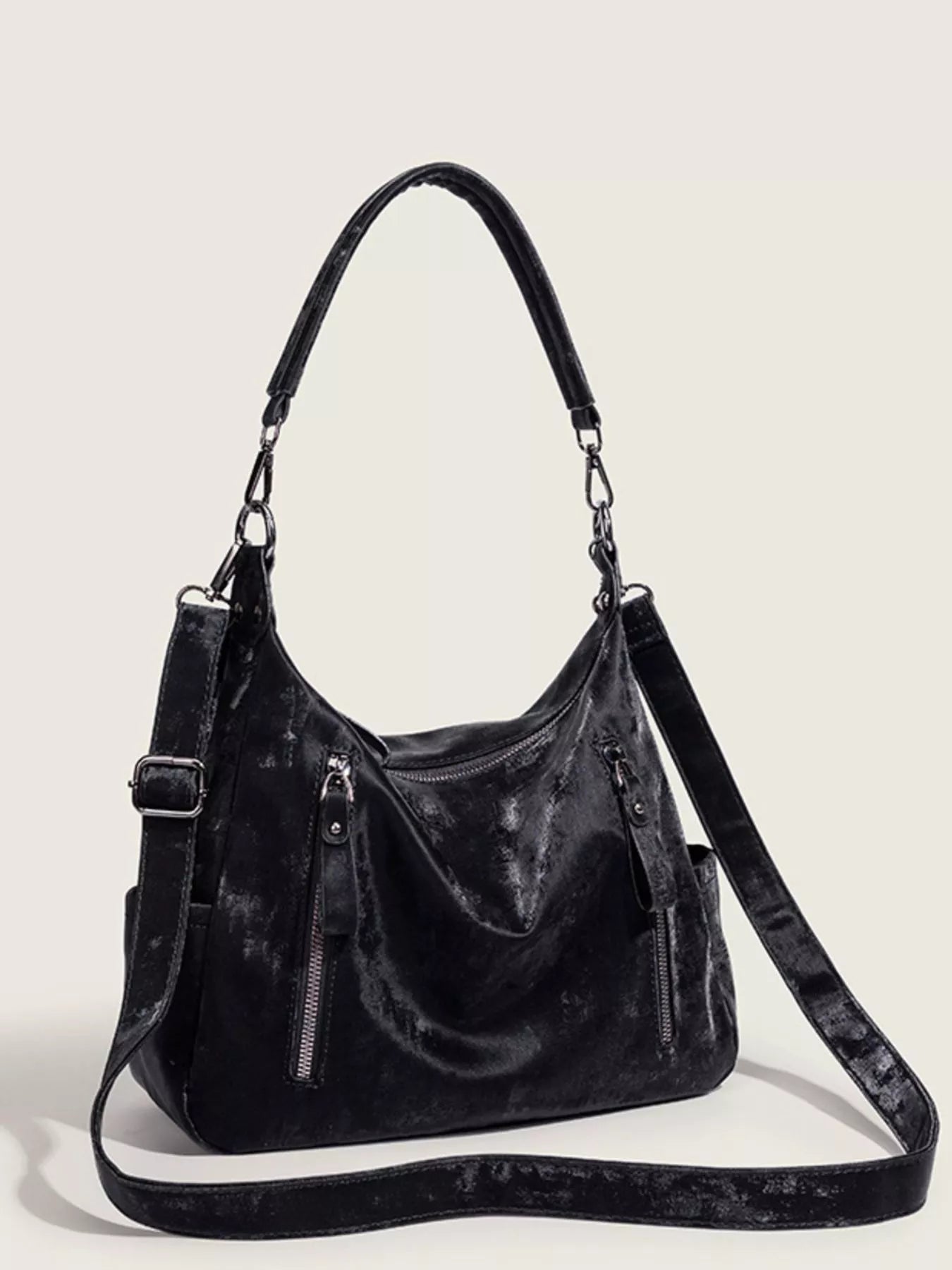 Vintage Style Zipper Front Crossbody Bag
