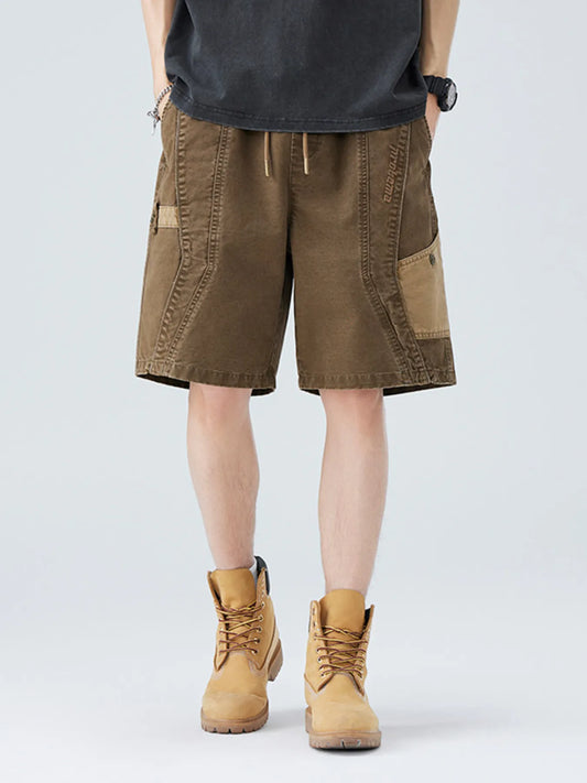 Men's Plus Size Drawstring Vintage Cargo Shorts
