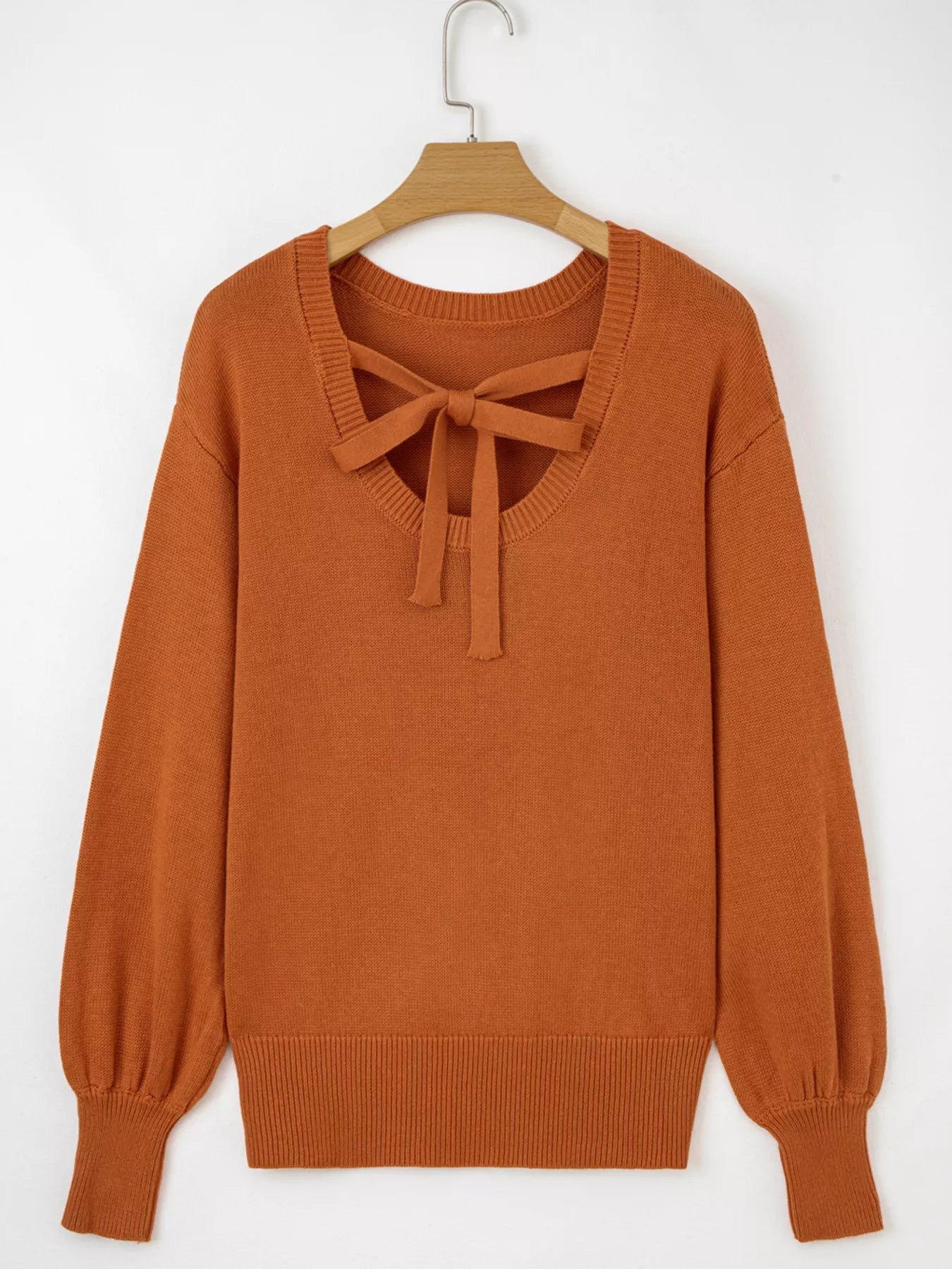 Solid Color Ribbed Trim Drop Shoulder Sweater