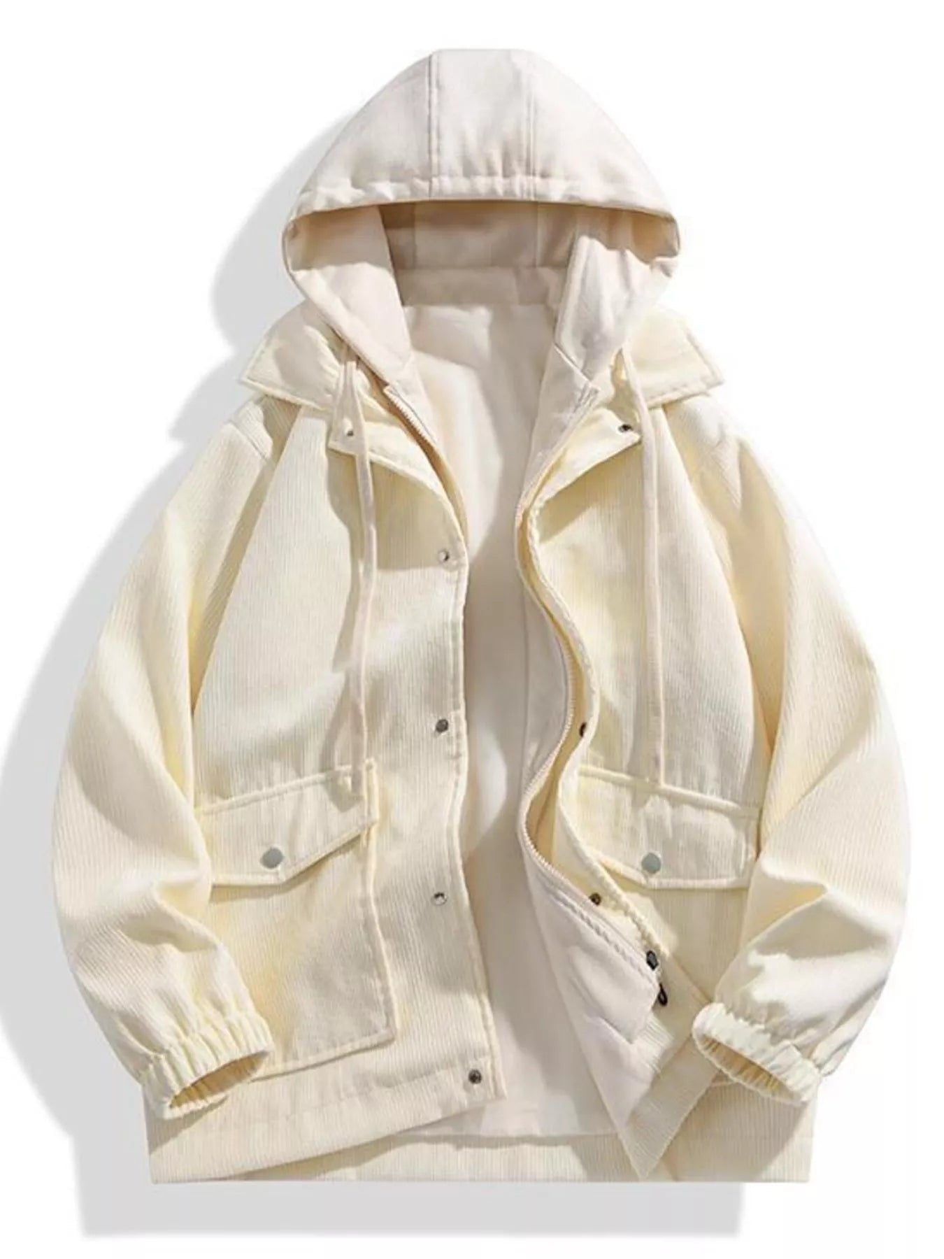 Men's Plus Size Casual Corduroy Hooded Jacket