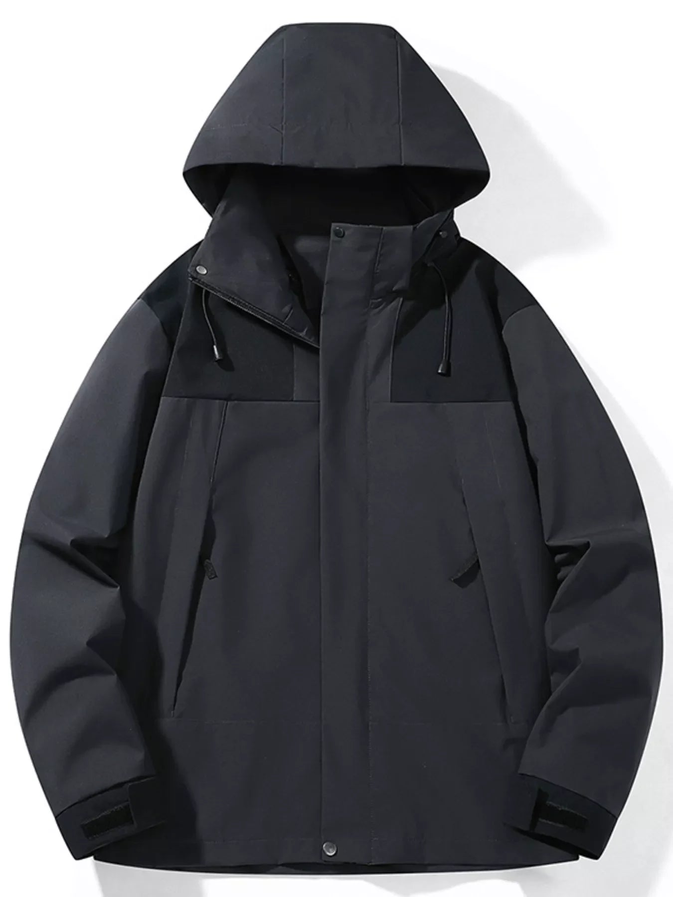 Men's Full Size Color Block Windproof Hooded Jacket Plus Size