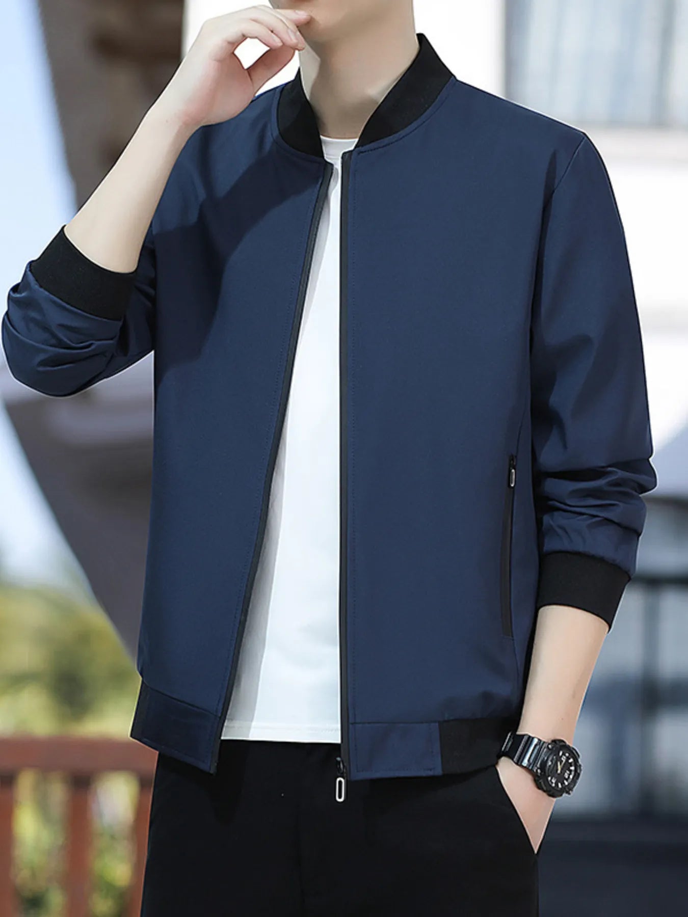 Men's Plus Size Casual Lightweight Bomber Jacket
