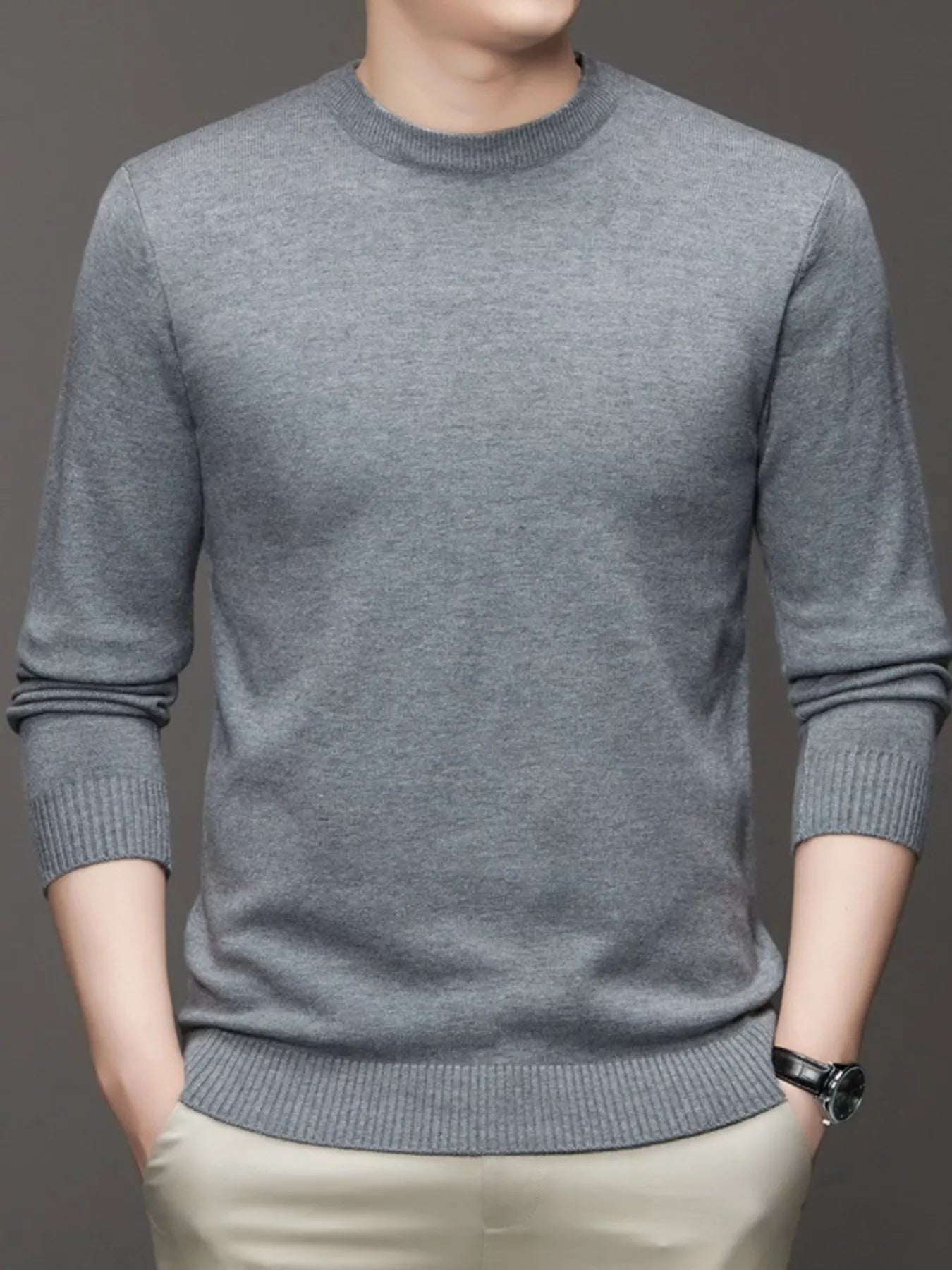 Men's Plus Size Lightweight Mock Neck Knit Top