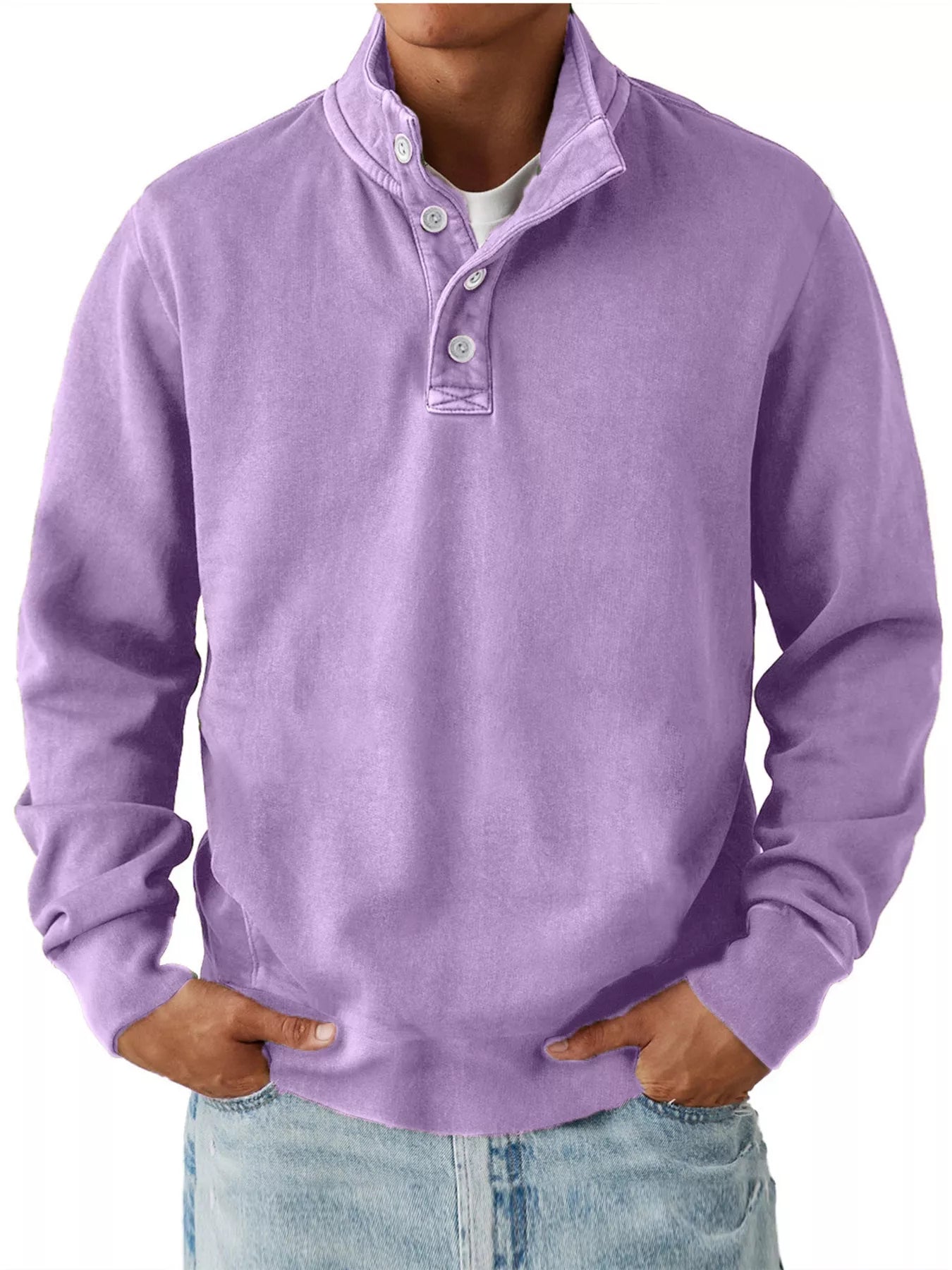 Men's Button Detail Long Sleeve Sweatshirt