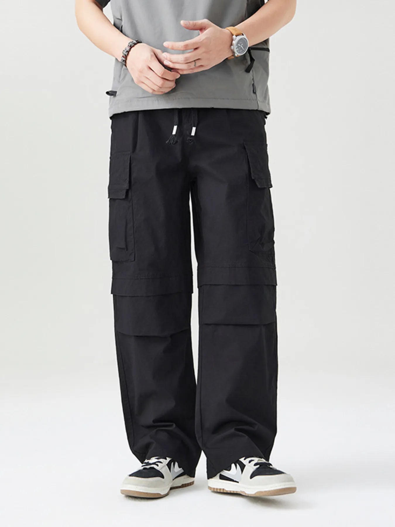 Men's Plus Size Loose Fit Multi-Pocket Cargo Pants