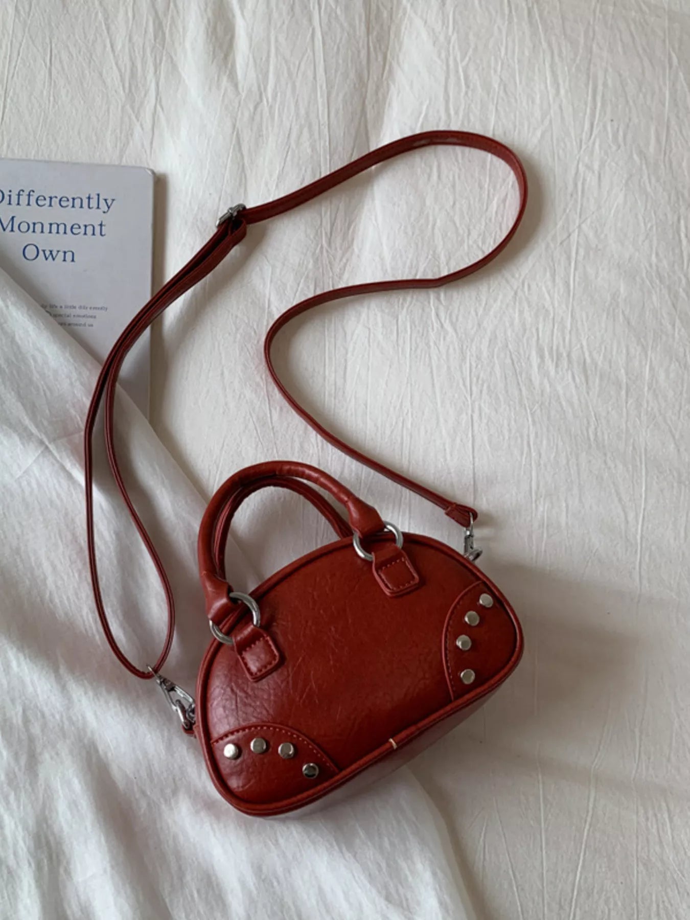 Retro Rivet Decor Crossbody Bag