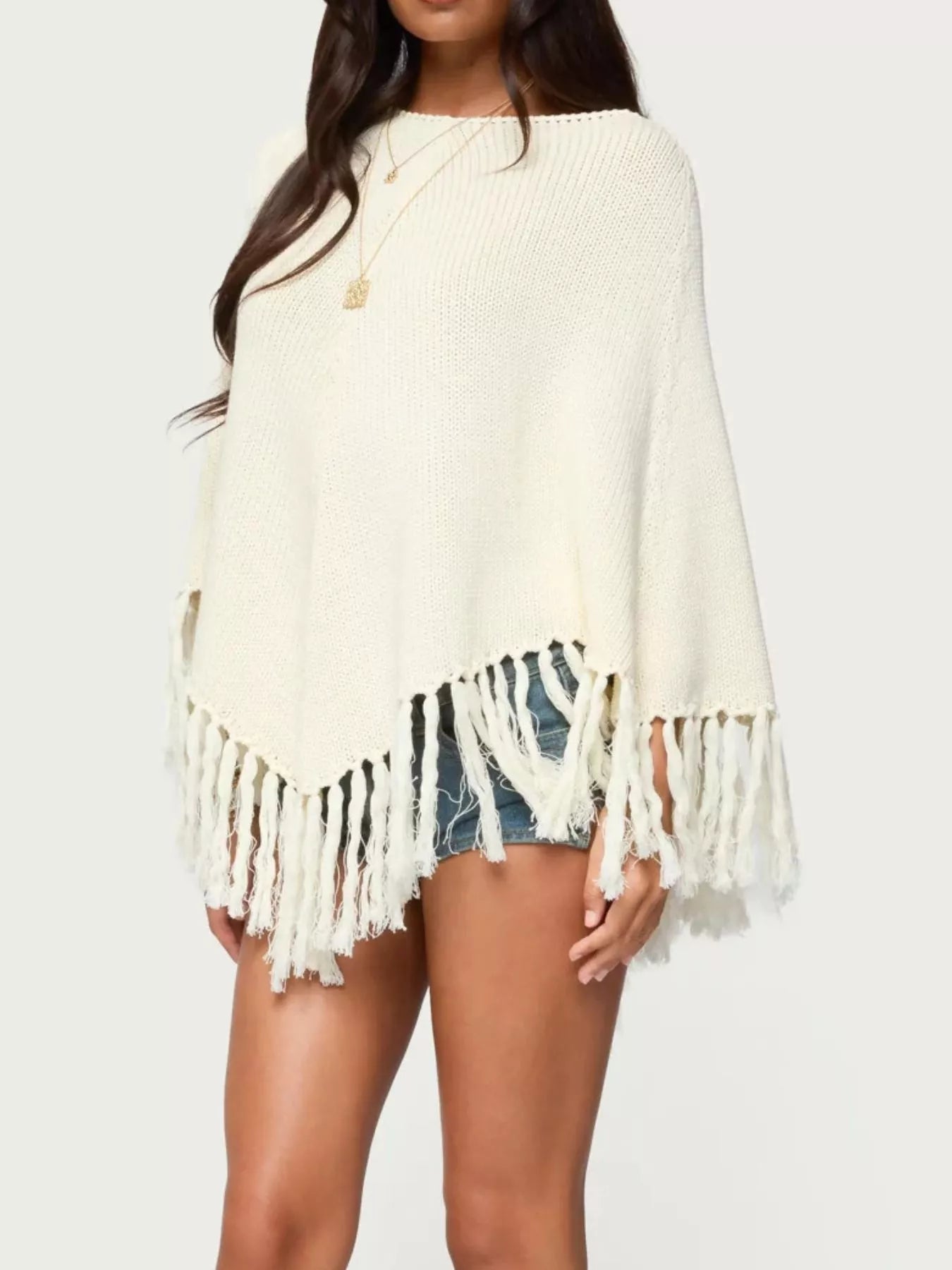 Fringe Cape Sleeve Sweater