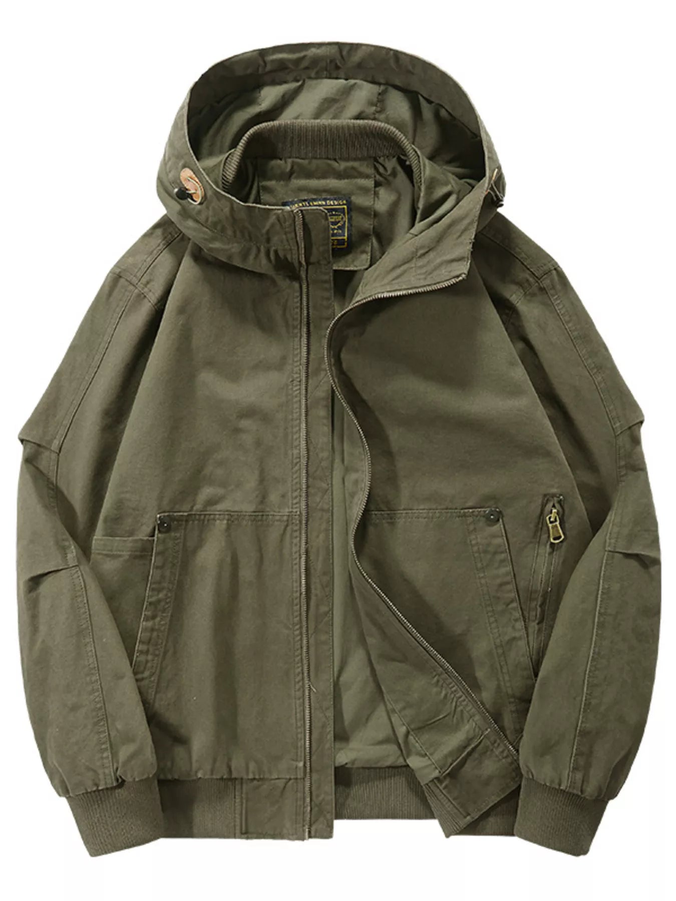 Men's Plus Size Zip Up Casual Hooded Jacket