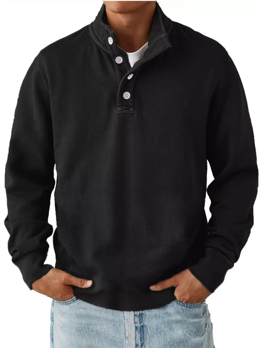 Men's Button Detail Long Sleeve Sweatshirt