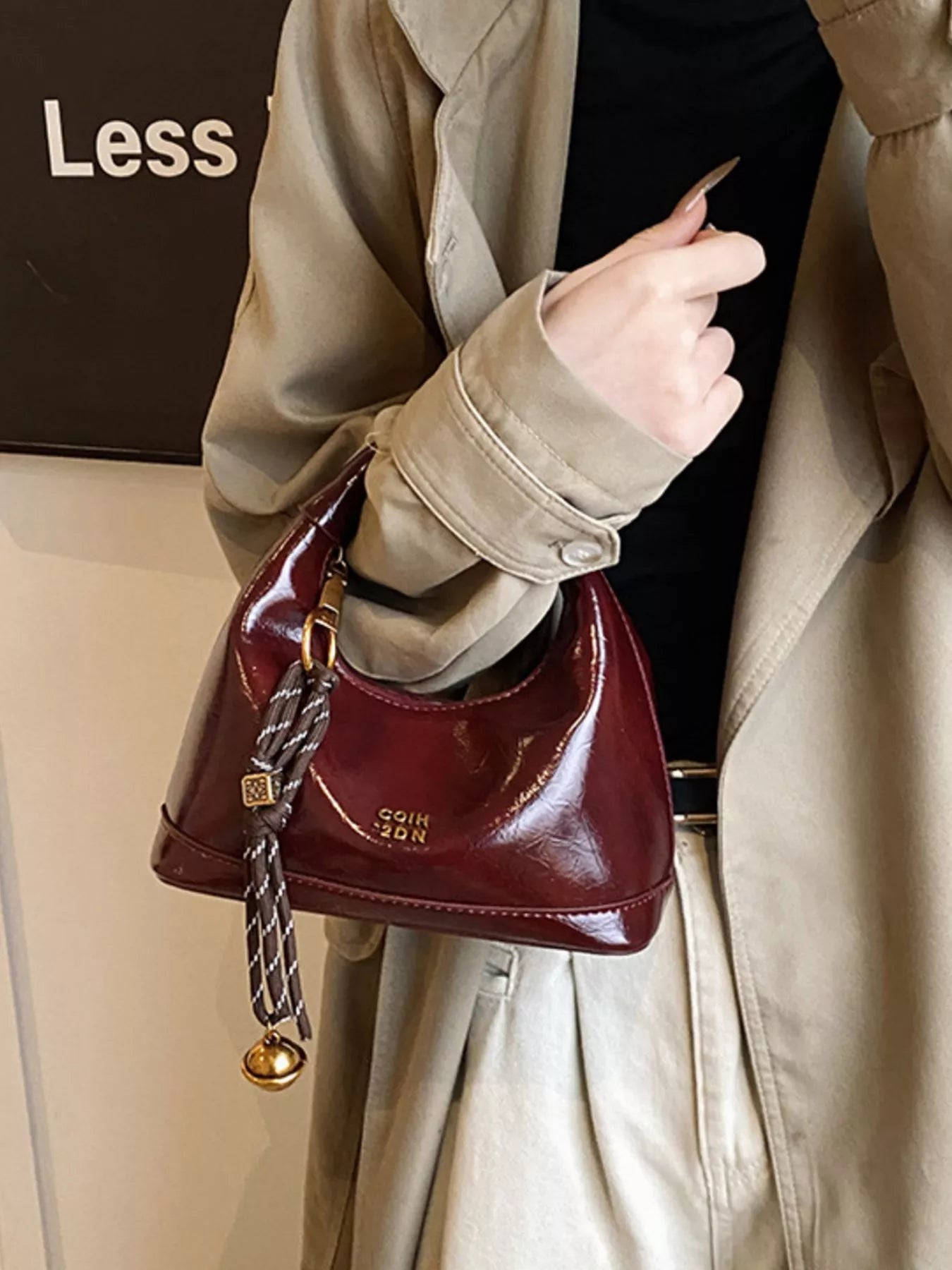 Leather Crossbody Bag with Charm