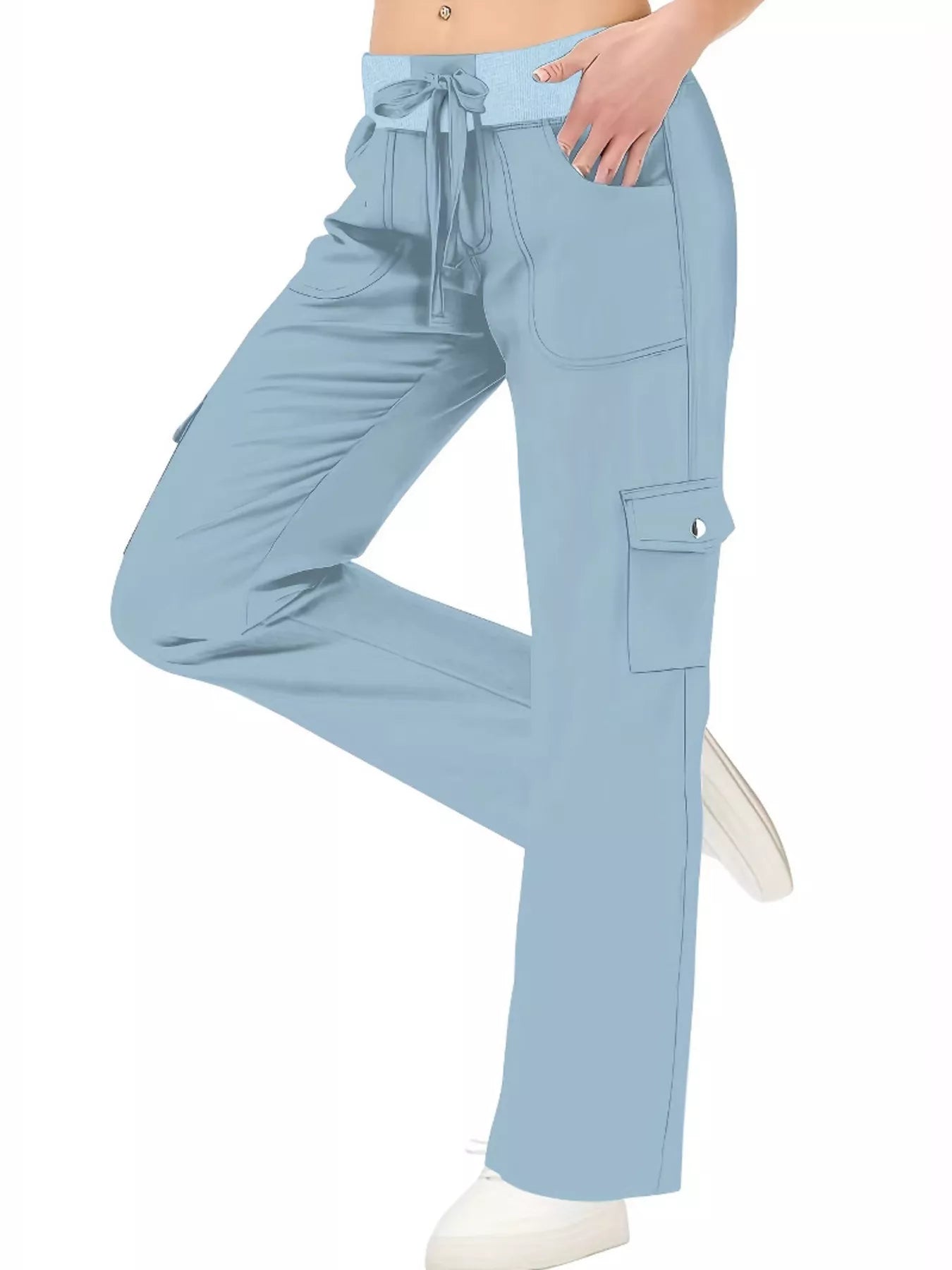 Relaxed Fit Active Pants with Drawstring Waist